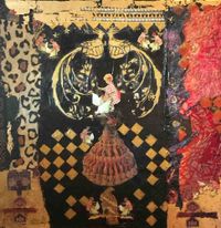 M FARRES - Ni&ntilde;a - 100x100 - Mixta y pan de oro - Tela