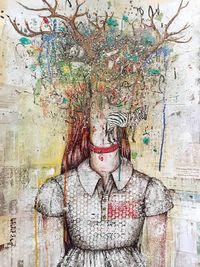 C GONZALEZ - La ni&ntilde;a ciervo - 82x56 - mixta - papel