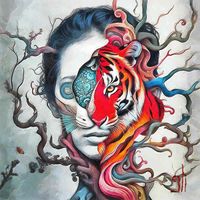 GASPAR LI - Fusi&oacute;n de alma y piel - 100x100 - Oleo - Lienzo