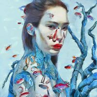 GASPAR LI - Melancol&iacute;a con ra&iacute;ces de coral - 80x80 - Oleo - Lienzo