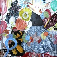 z .La fiesta panel 1, oleo sobve tabla 100 x 100 cm