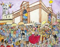 Pilarin - Mercado mexicano - 73x92 - acrilico - madera