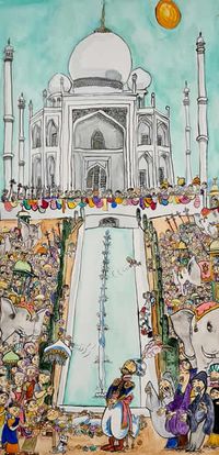 Pilarin - Taj Mahal - 100x50 - acrilico - madera