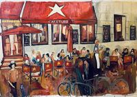 P Trujillo - Cafe Turo - 97x146 - Oleo - Tela