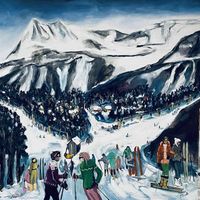 P Trujillo - Courchevel 1975 - 100x100 - Oleo - Tela